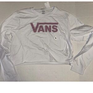 Vans White Crop Top with Purple Logo large new